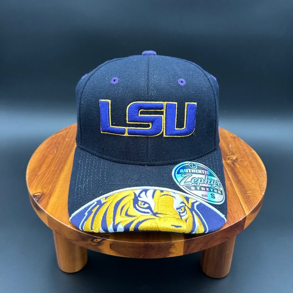 Zephyr LSU Tigers Hat Unisex Small Purple New Stretch Fit Embroidered Cap